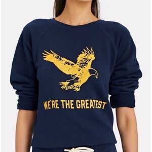 THE GREAT. Navy and Gold Graphic Sweater